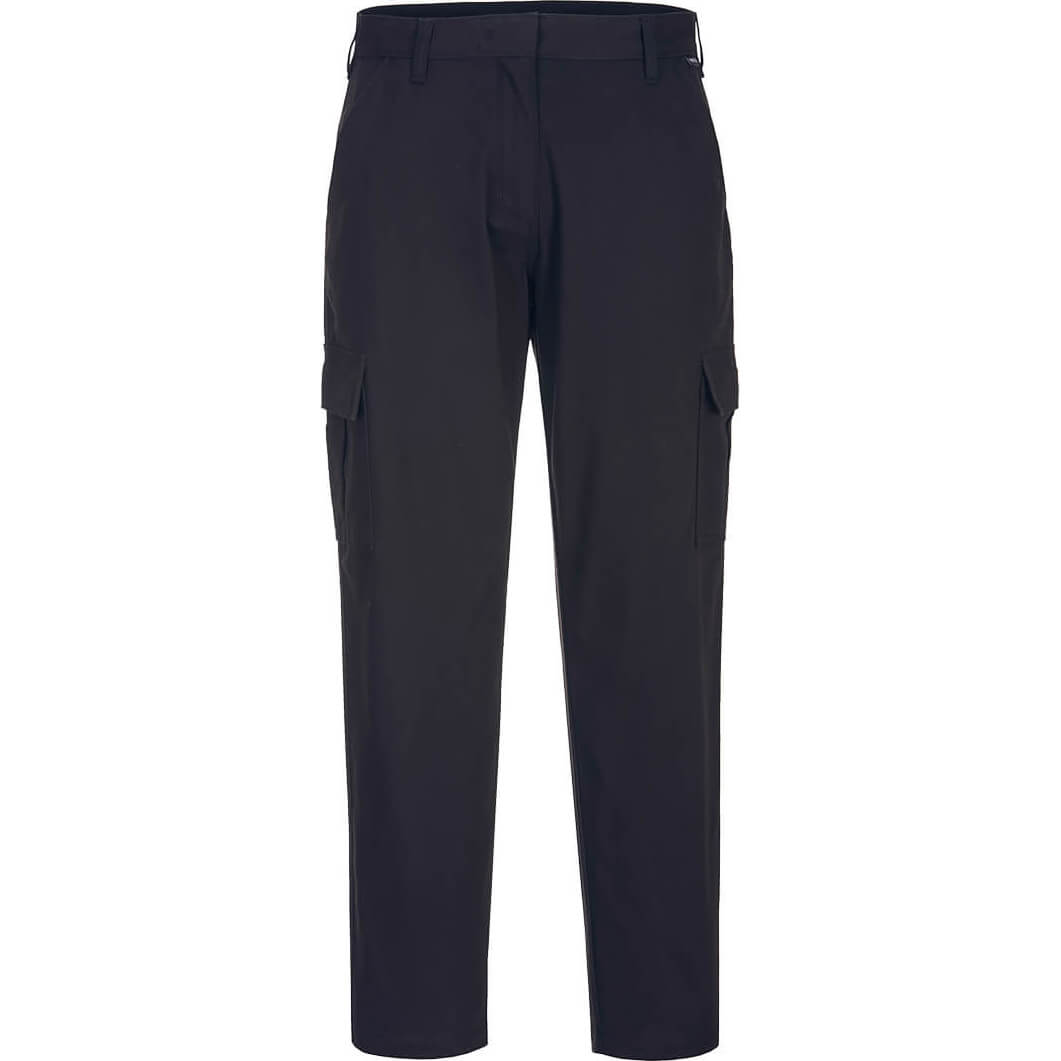 Image of Portwest Womens Stretch Cargo Trousers Black 40" 31"