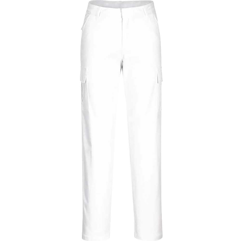 Image of Portwest Womens Stretch Cargo Trousers White 30" 31"