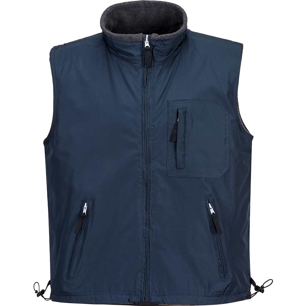 Image of Portwest Mens Fleece Lined Reversible Bodywarmer Navy XS