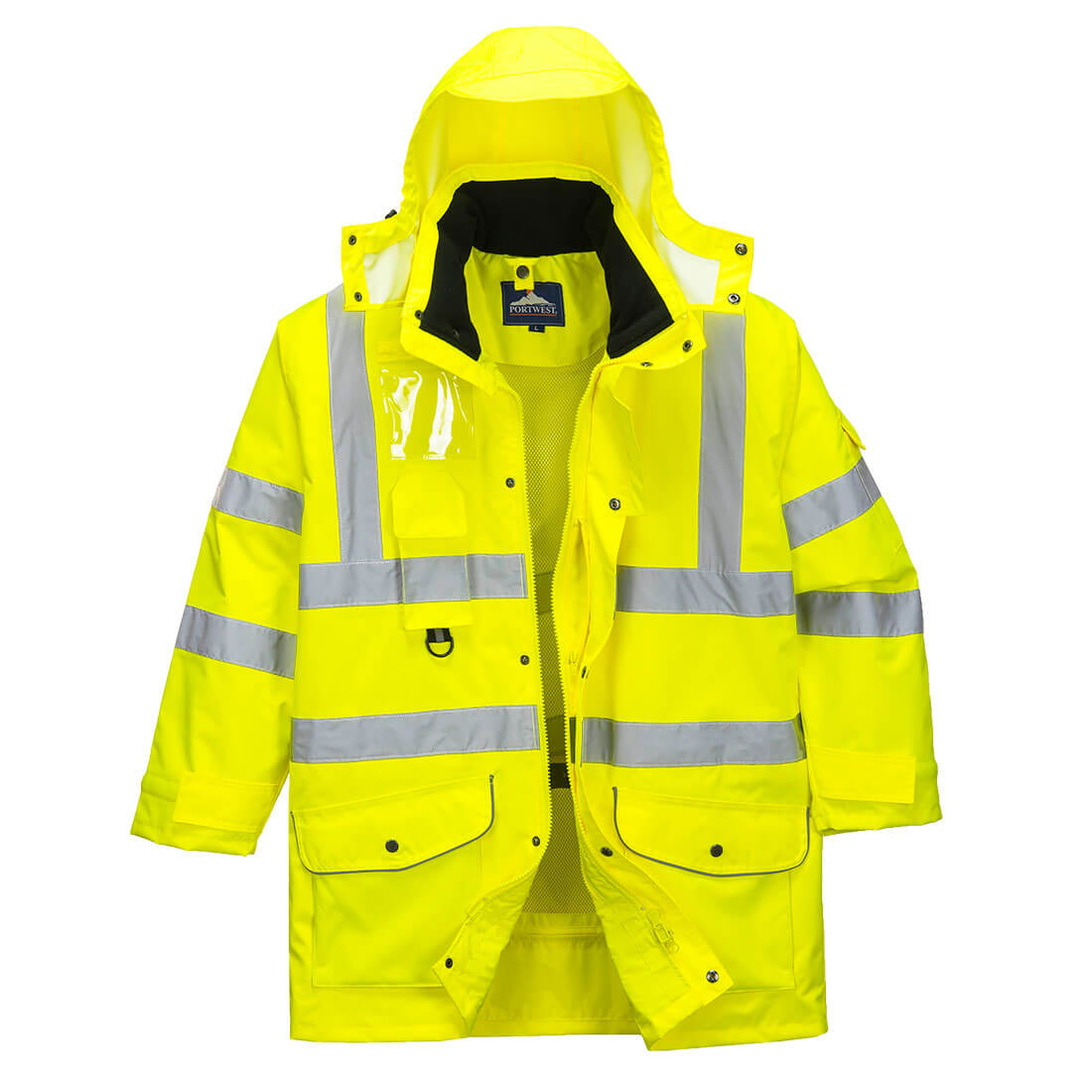 Image of Oxford Weave 300D Class 3 Hi Vis 7-in-1 Traffic Jacket Yellow XS