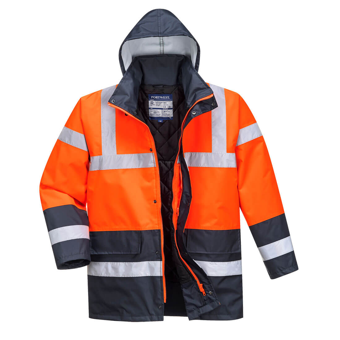 Image of Oxford Weave 300D Class 3 Hi Vis Contrast Traffic Jacket Red / Navy L
