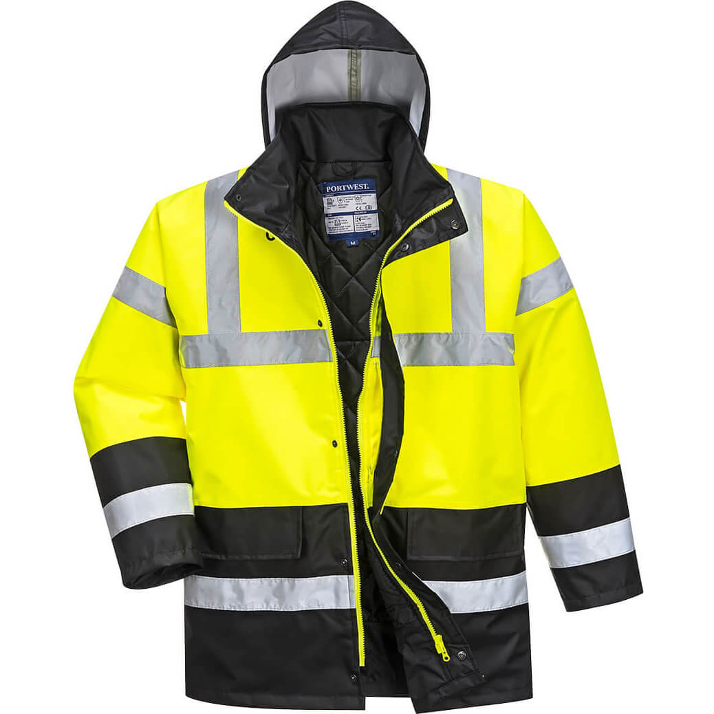 Image of Oxford Weave 300D Class 3 Hi Vis Contrast Traffic Jacket Yellow / Black S