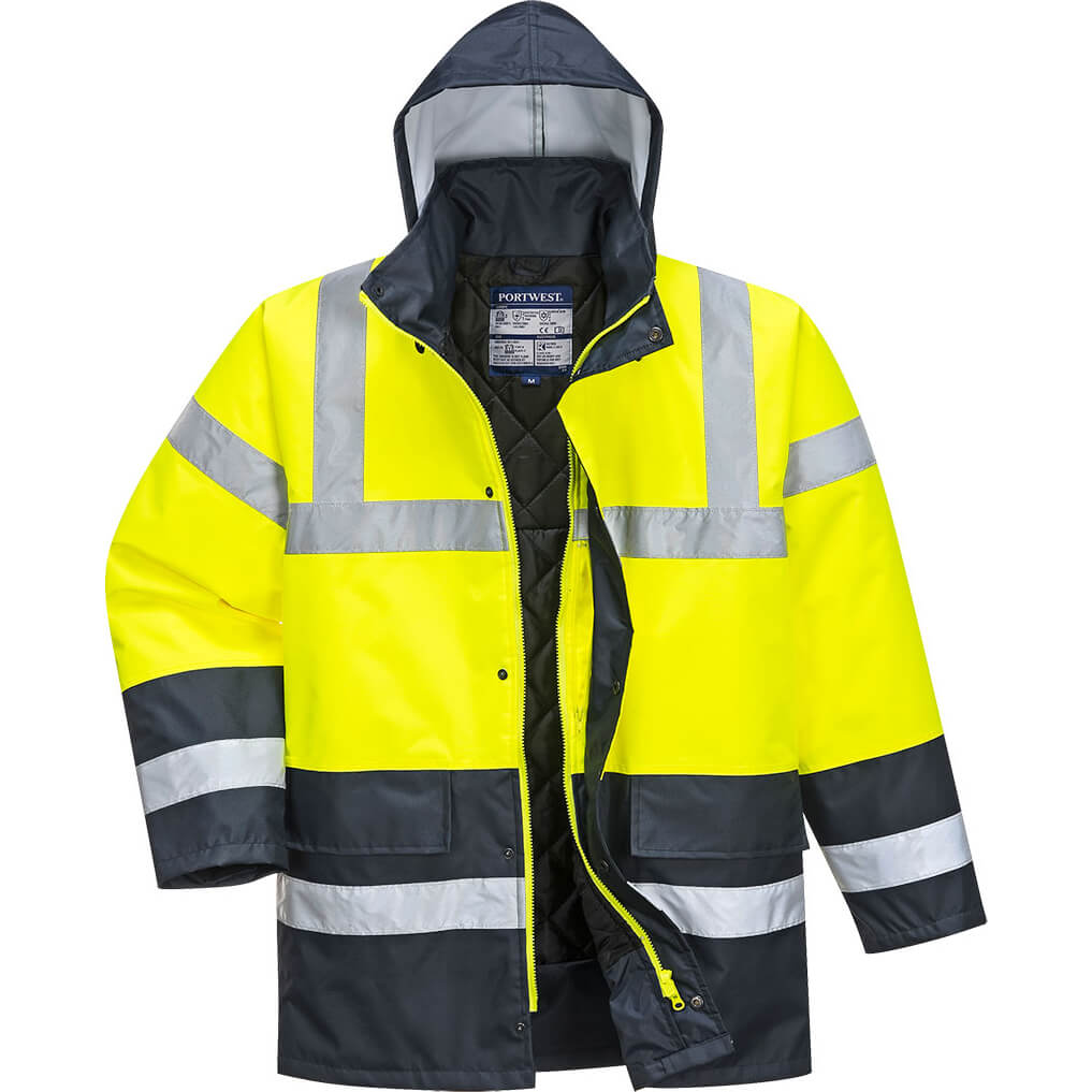 Image of Oxford Weave 300D Class 3 Hi Vis Contrast Traffic Jacket Yellow 6XL
