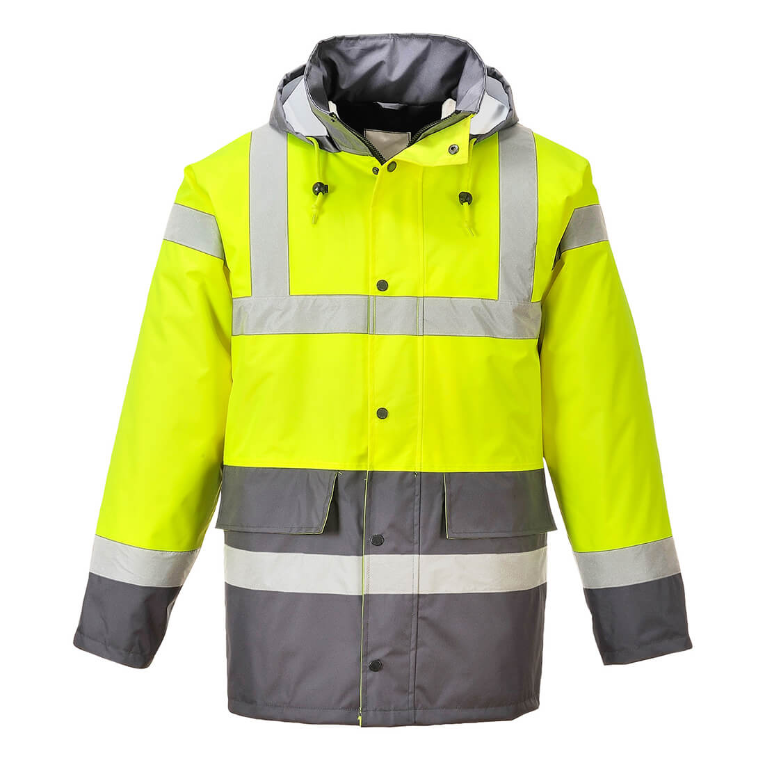 Image of Oxford Weave 300D Class 3 Hi Vis Contrast Traffic Jacket Yellow / Grey XL