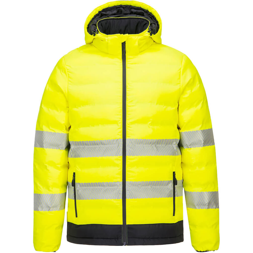 Image of Portwest Hi Vis Ultrasonic Heated Tunnel Jacket Yellow / Black S