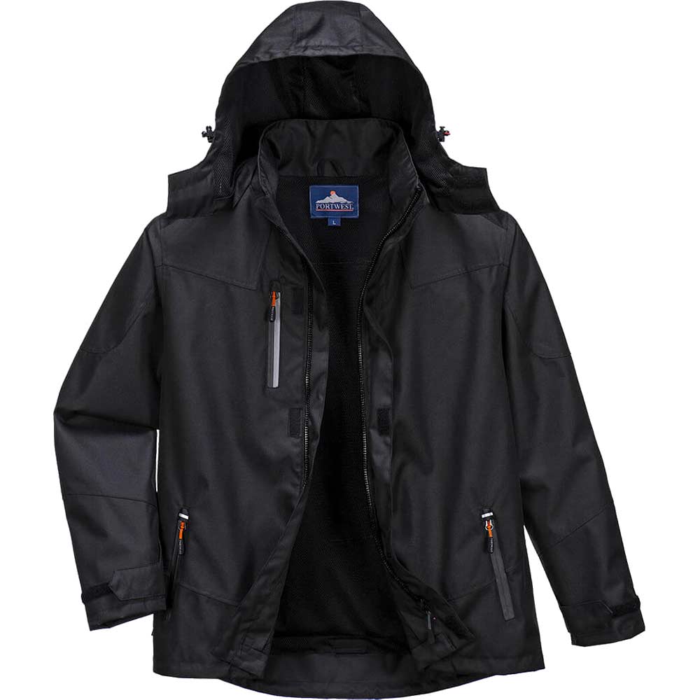 Portwest Outcoach Mens Waterproof Jacket Black 3XL