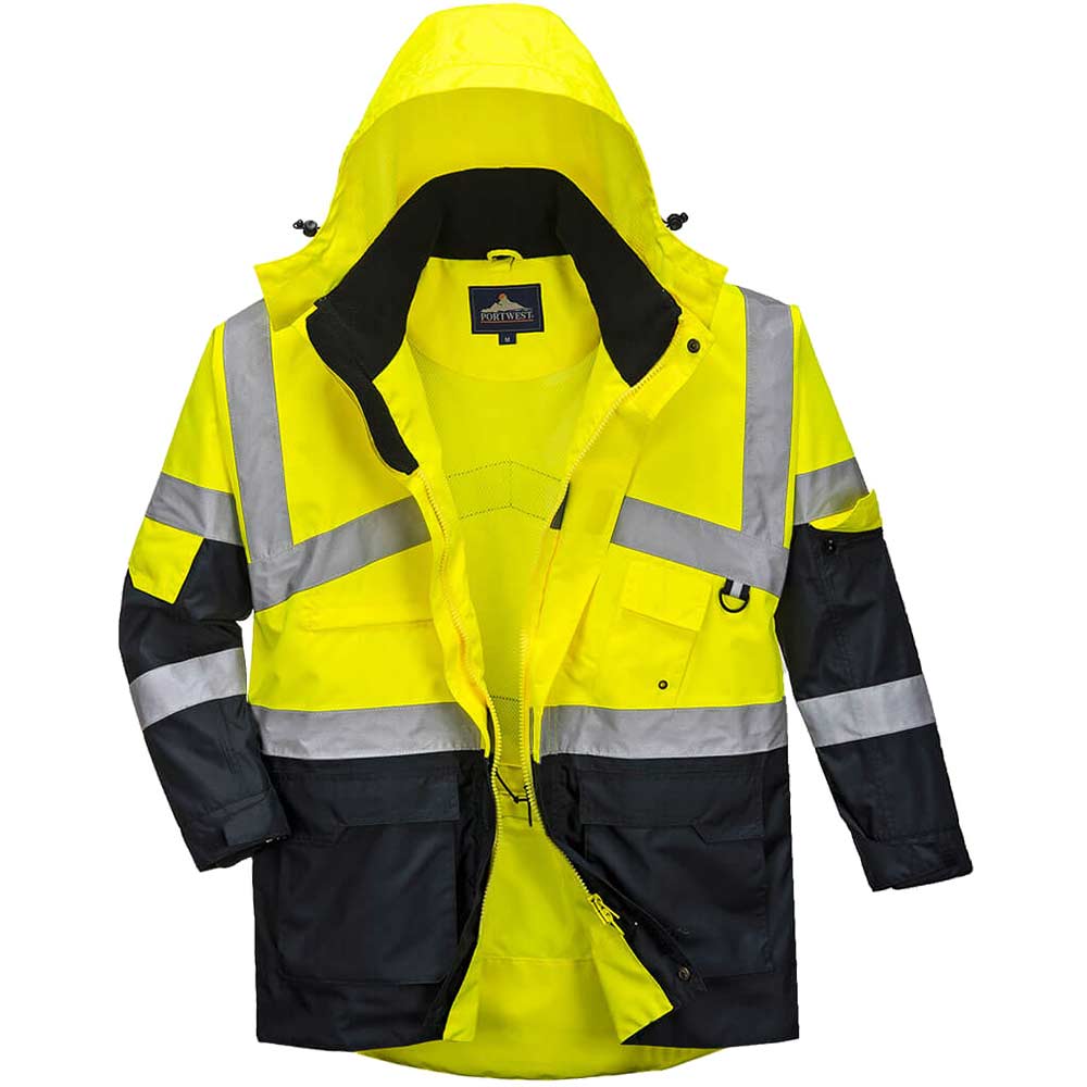 Oxford Weave 300D Class 2 Hi Vis 2-Tone Breathable Jacket Yellow / Navy XL