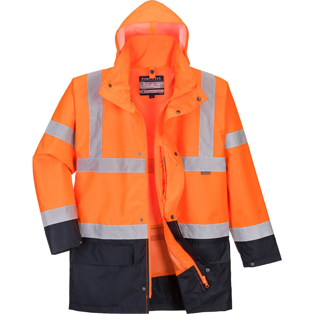 Image of Portwest Essential 5 in 1 Two Tone Jacket Orange / Navy 3XL