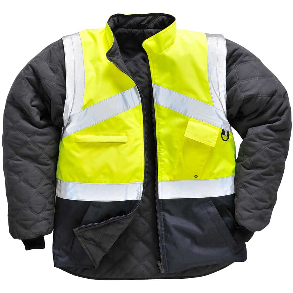 Oxford Weave 300D Class 1:2 Hi Vis 2-Tone Reversible Jacket Yellow / Navy XL