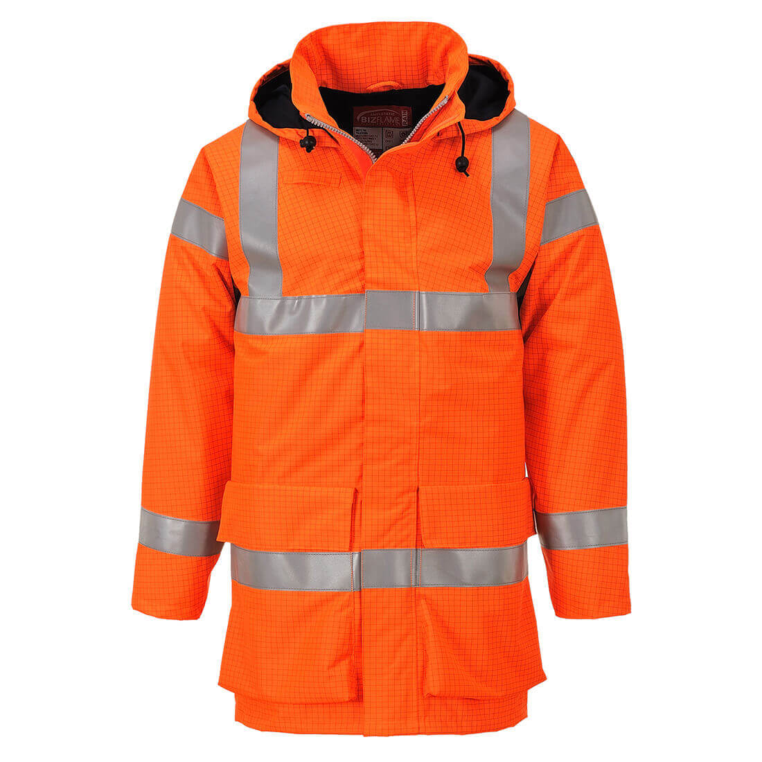 Image of Biz Flame Hi Vis Flame Resistant Rain Multi Lite Jacket Orange 2XL
