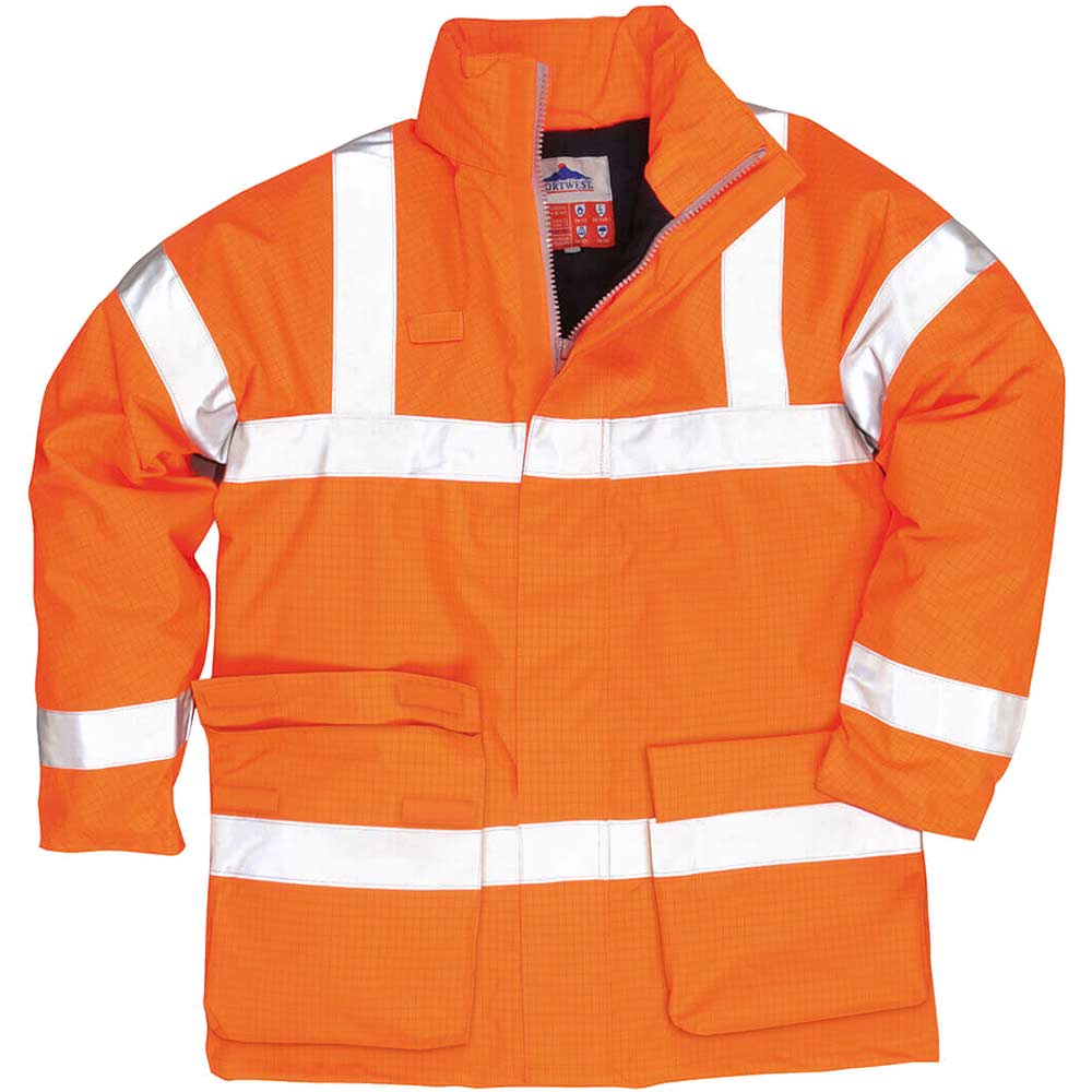 BizFlame Hi Vis Flame Resistant Rain Jacket Orange 5XL