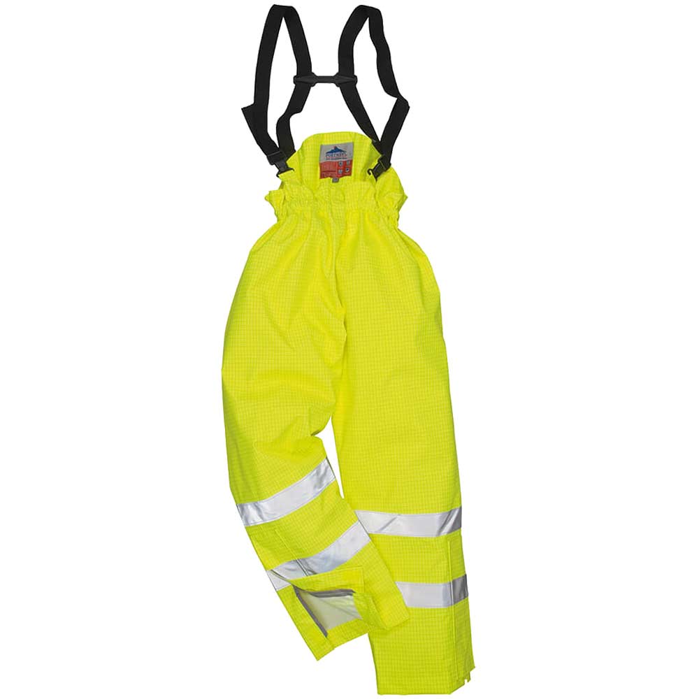 Image of Biz Flame Hi Vis Flame Resistant Rain Lined Trousers Yellow 3XL