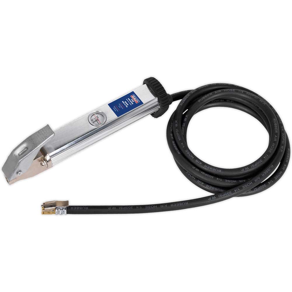 Sealey SA396 Tyre Inflator with Hose & Clip On Connector in UK Specification