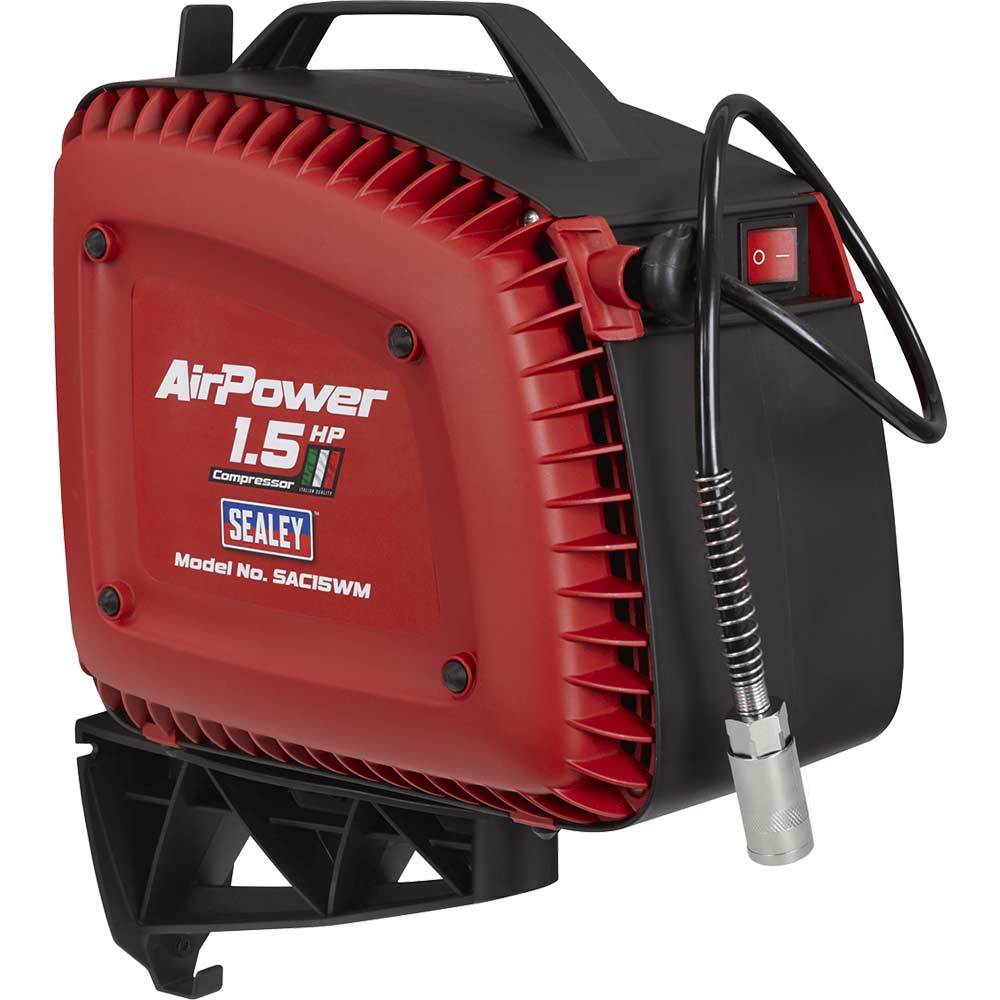 Sealey SAC15WM Wall Mount Oil Free Air Compressor and Hose Reel