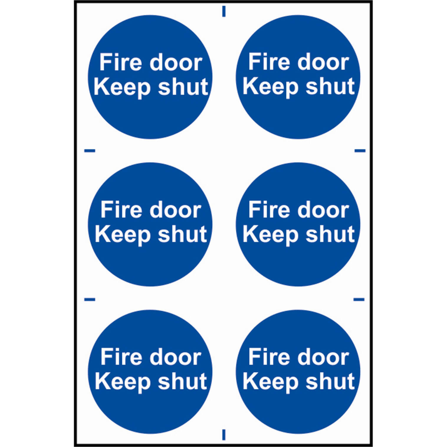 Image of Scan Fire Door Keep Shut Sign Pack of 6 100mm 100mm Standard