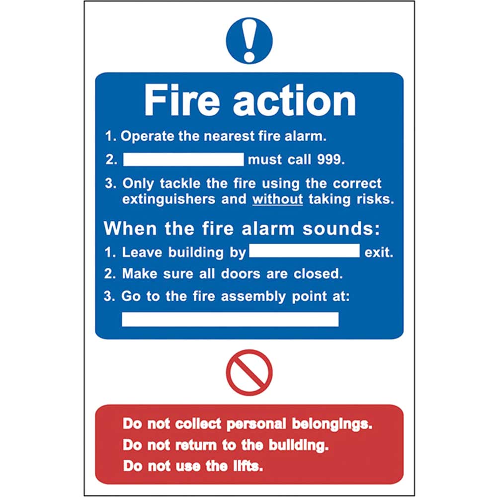 Image of Scan Fire Action Procedure PVC Sign 200mm 300mm Standard
