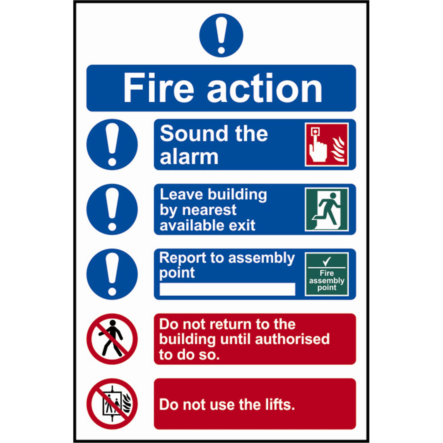 Image of Scan Fire Action Procedure Sign 200mm 300mm Standard
