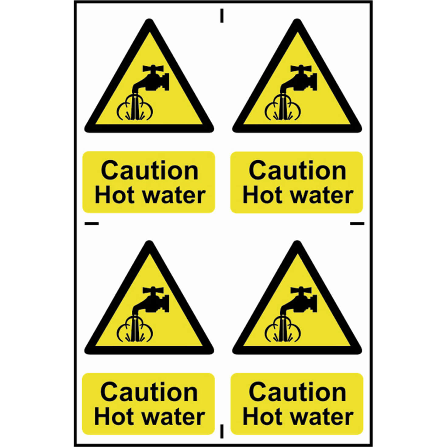 200mm x 66mm X3 Caution very hot water Self adhesive stickers 