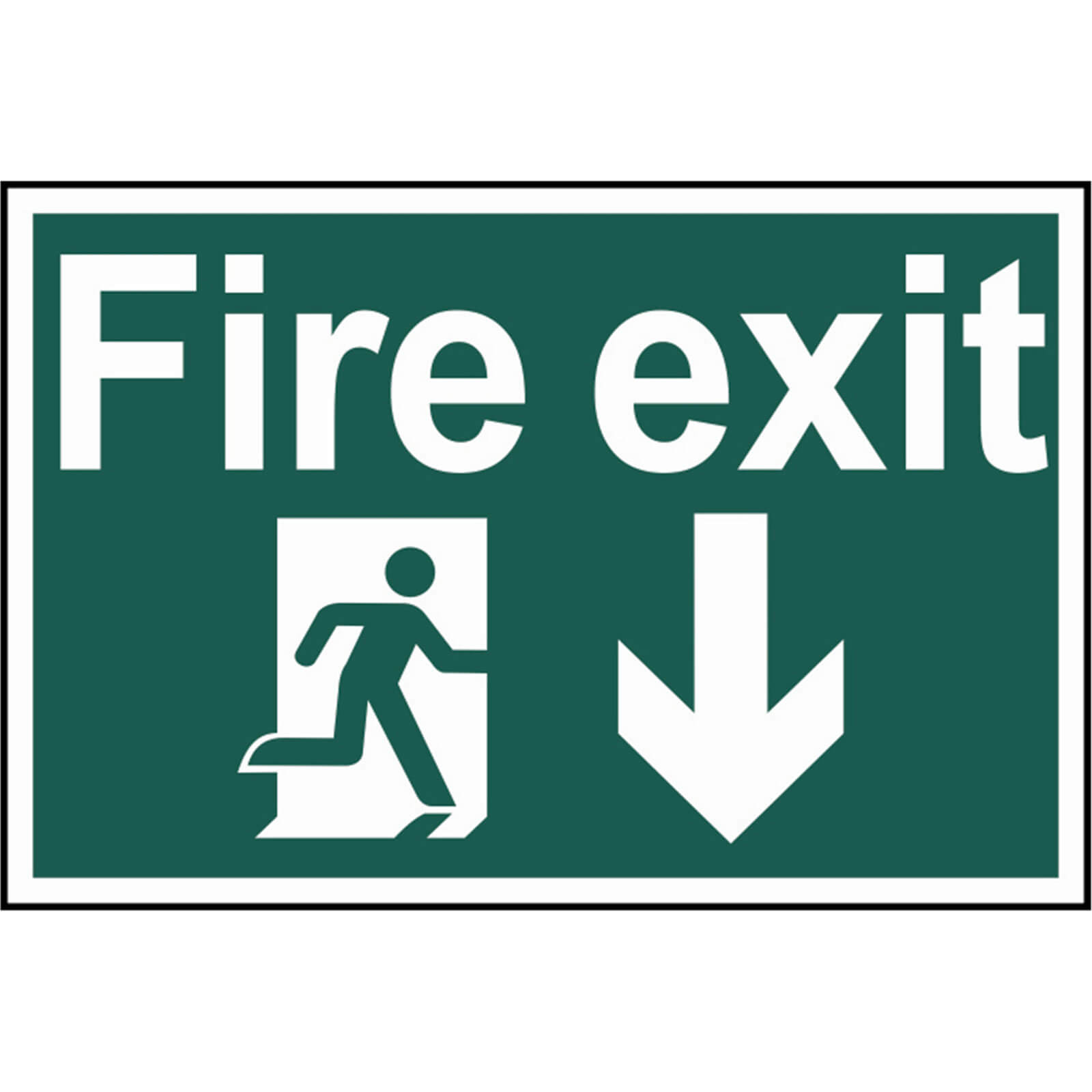 Image of Scan Fire Exit Running Man Arrow Down Sign 300mm 200mm Standard