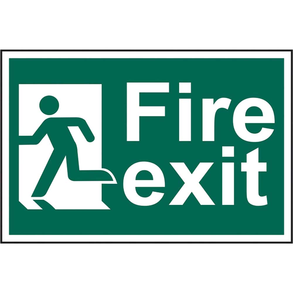 Scan Fire Exit Man Running Left PVC Sign 300mm 200mm Standard