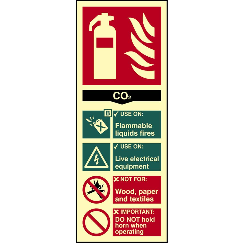 Image of Scan CO2 Fire Extinguisher Sign 75mm 200mm Photoluminescent