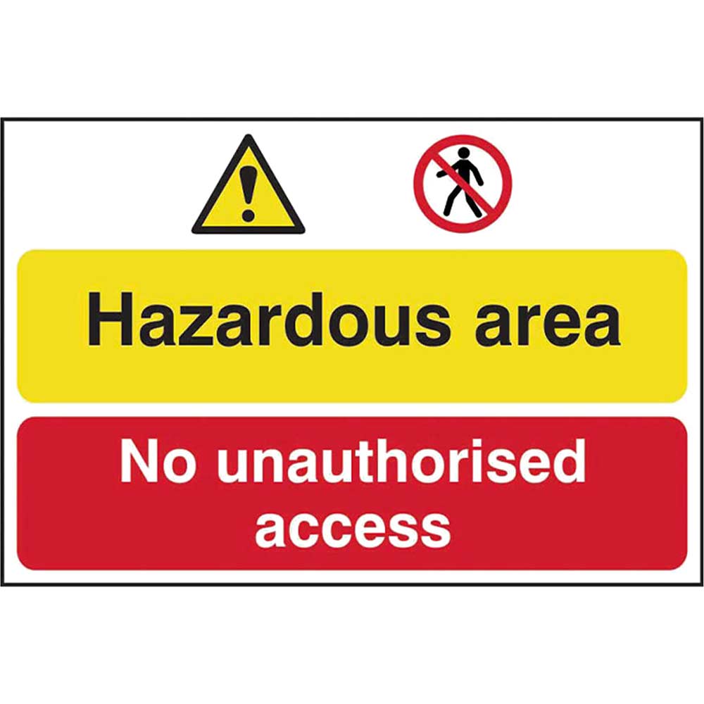 Scan Hazardous Area / No Unauthorized Access PVC Sign 600mm 400mm Standard