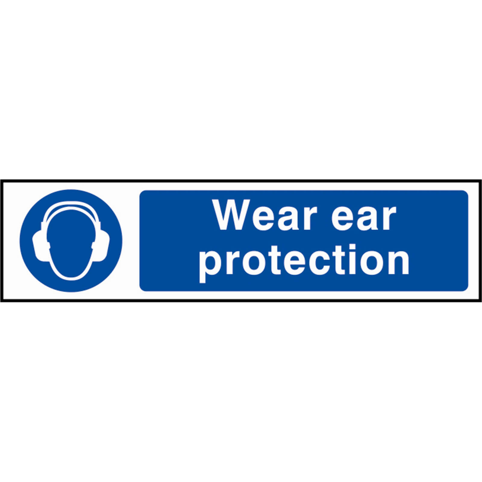 Image of Scan Wear Ear Protection Sign 200mm 50mm Standard