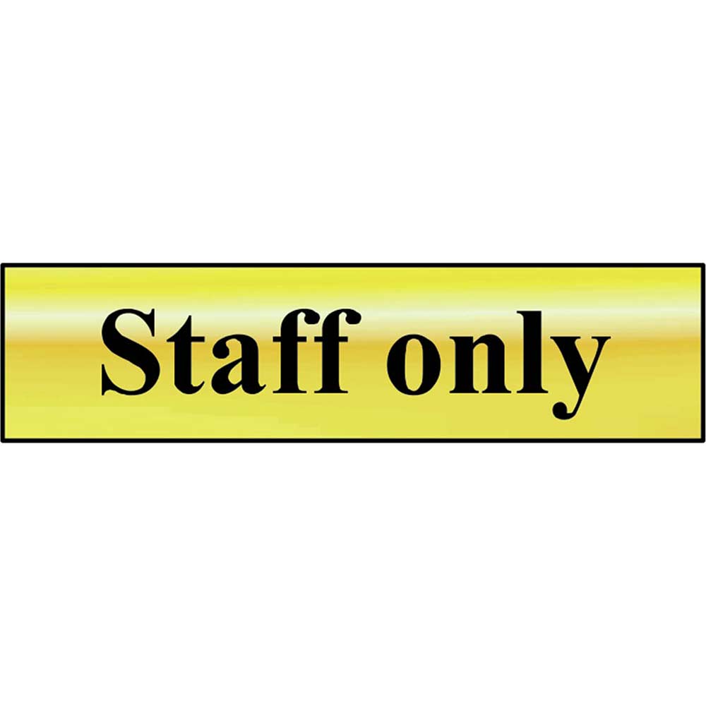 Image of Scan Brass Effect Staff Only Sign 200mm 50mm Standard