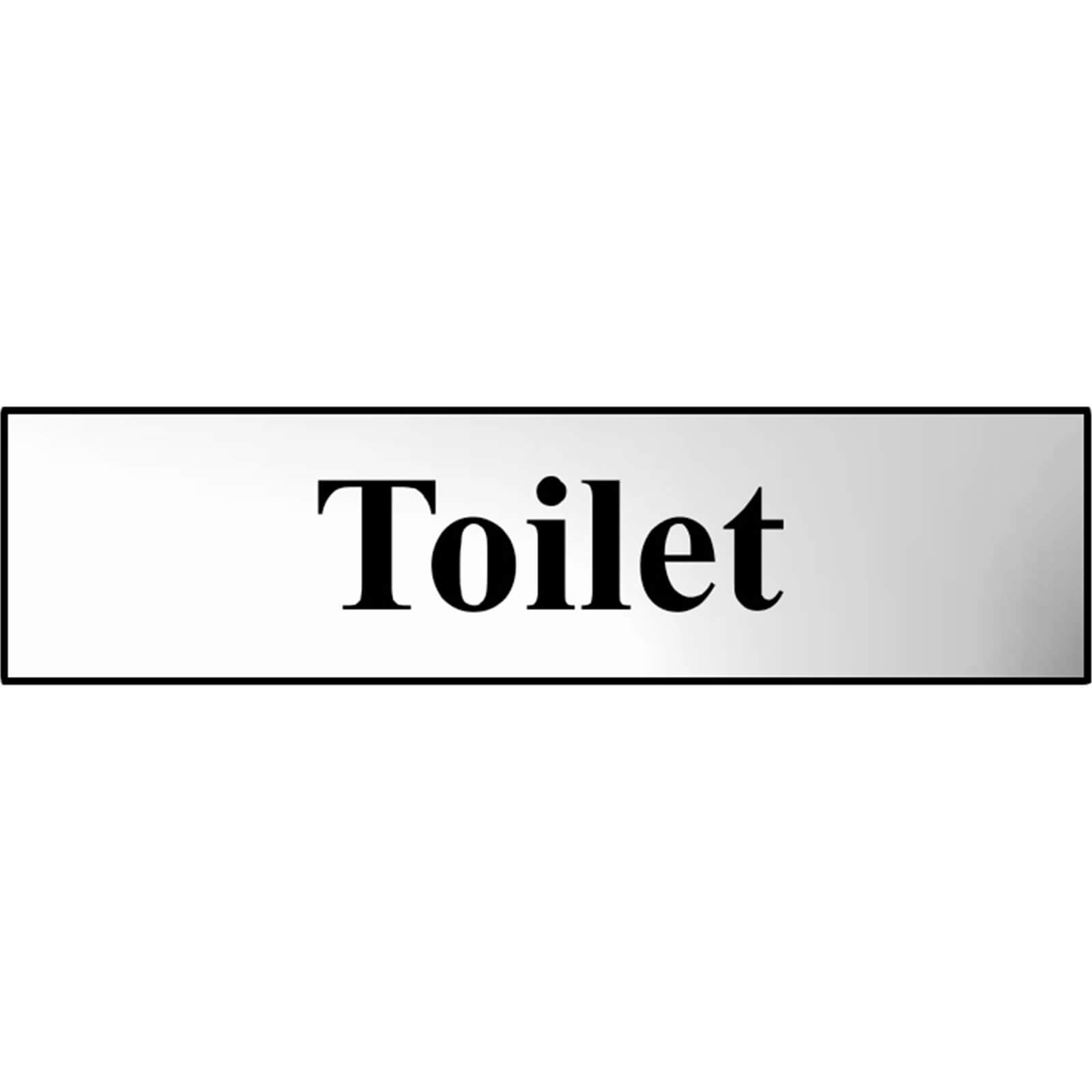 Image of Scan Chrome Effect Toilet Sign 200mm 50mm Standard