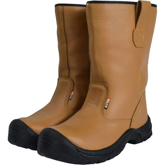 Image of Scan Mens Texas Rigger Safety Boots Tan Size 8
