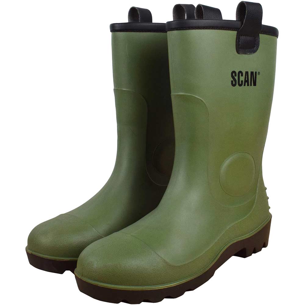 Scan Fleece Lined Wellington Boots Green Size 7