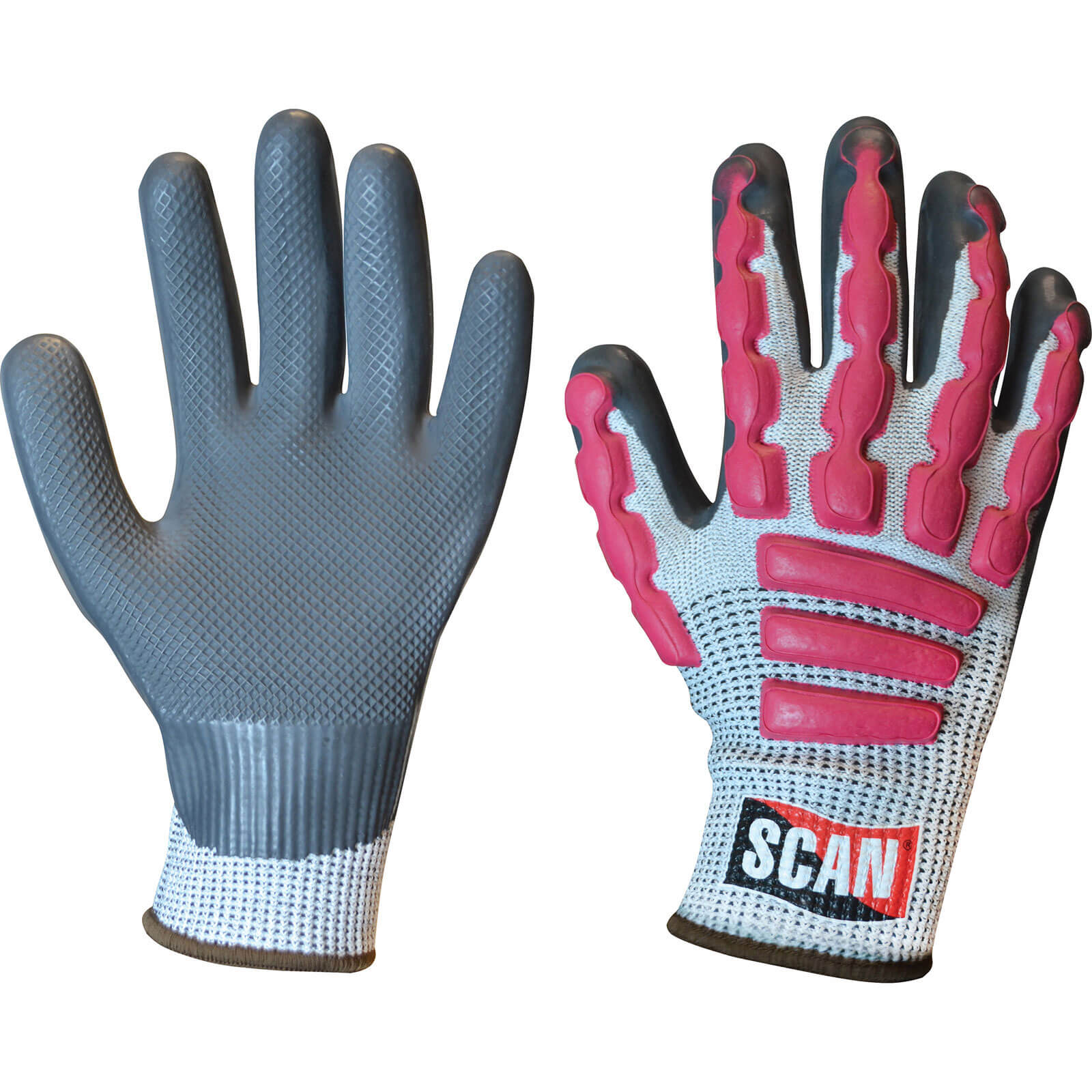 Image of Scan Anti Impact Latex Cut 5 Gloves Grey / Pink XL
