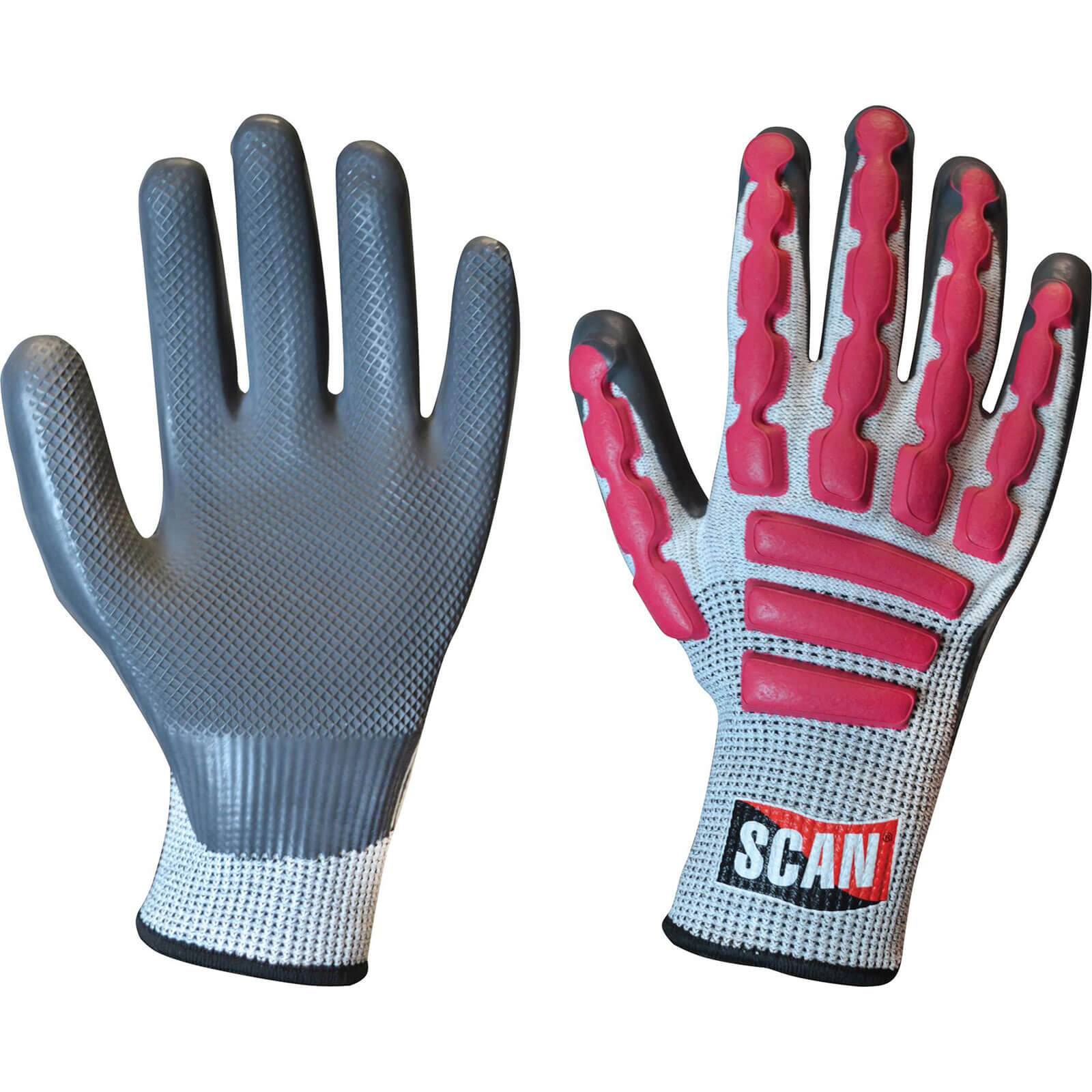 Image of Scan Anti Impact Latex Cut 5 Gloves Grey / Pink 2XL