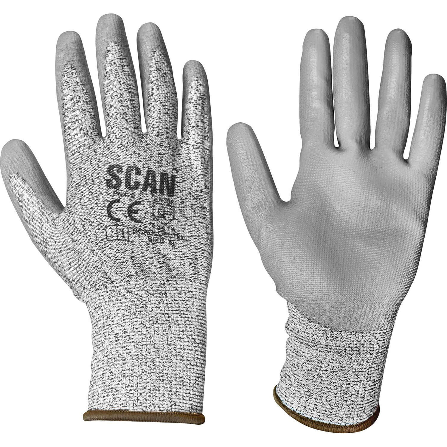 Image of Scan PU Coated Cut 3 Gloves Grey XL