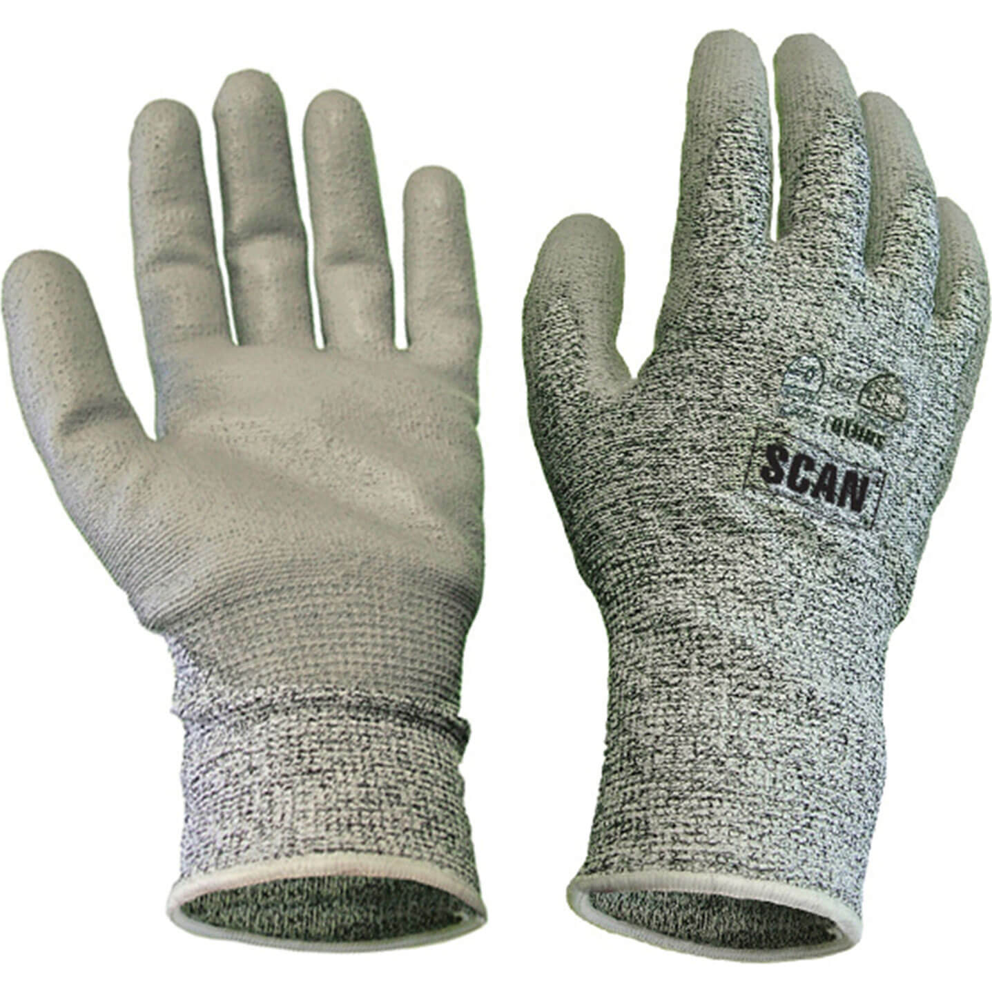Image of Scan Mens Polyurethane Coated Cut 5 Liner Gloves Grey XL