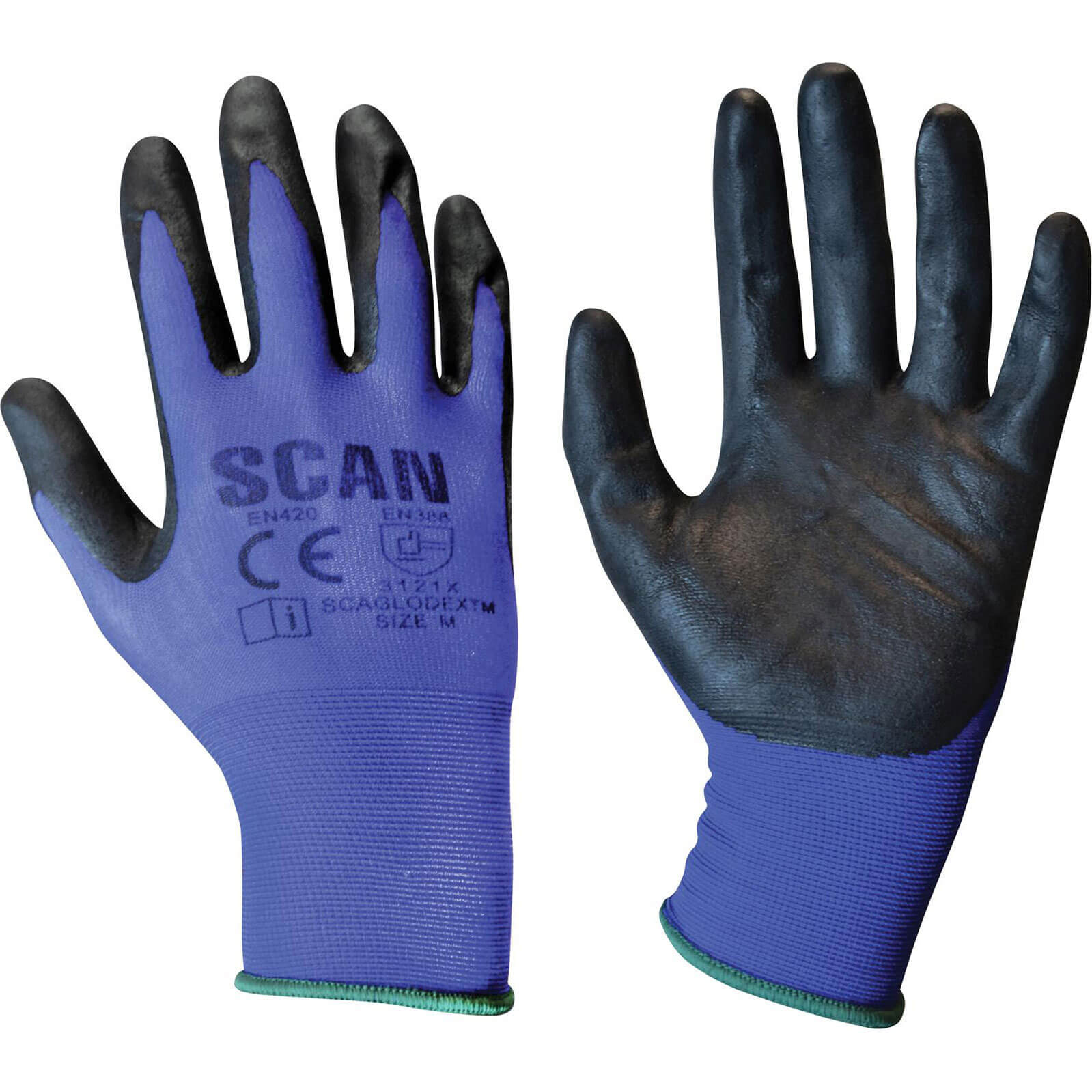 Image of Scan Max Dexterity Nitrile Work Gloves Blue M Pack of 1