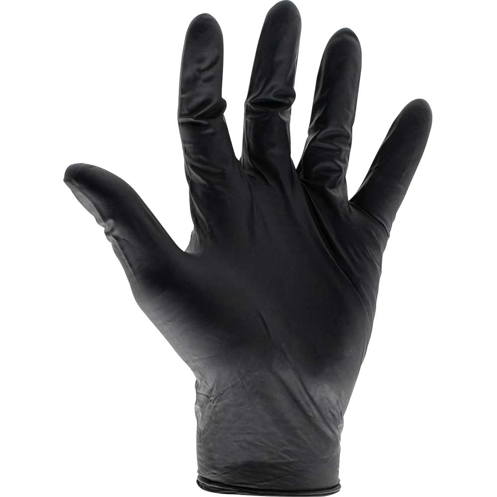 Scan Black Heavy Duty Nitrile Disposable Gloves Black M Pack of 100
