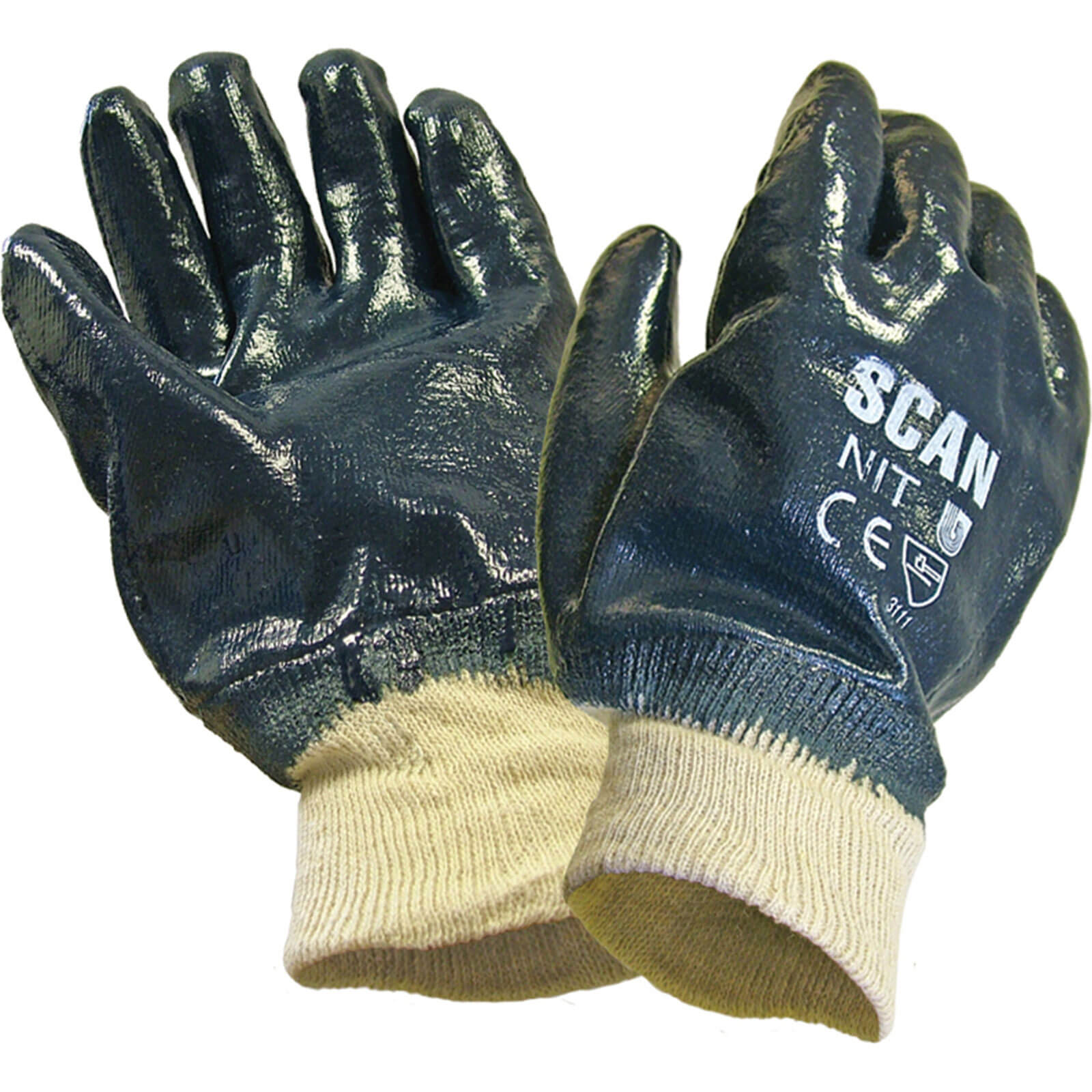 Image of Scan Nitrile Heavy Duty Gloves Green One Size