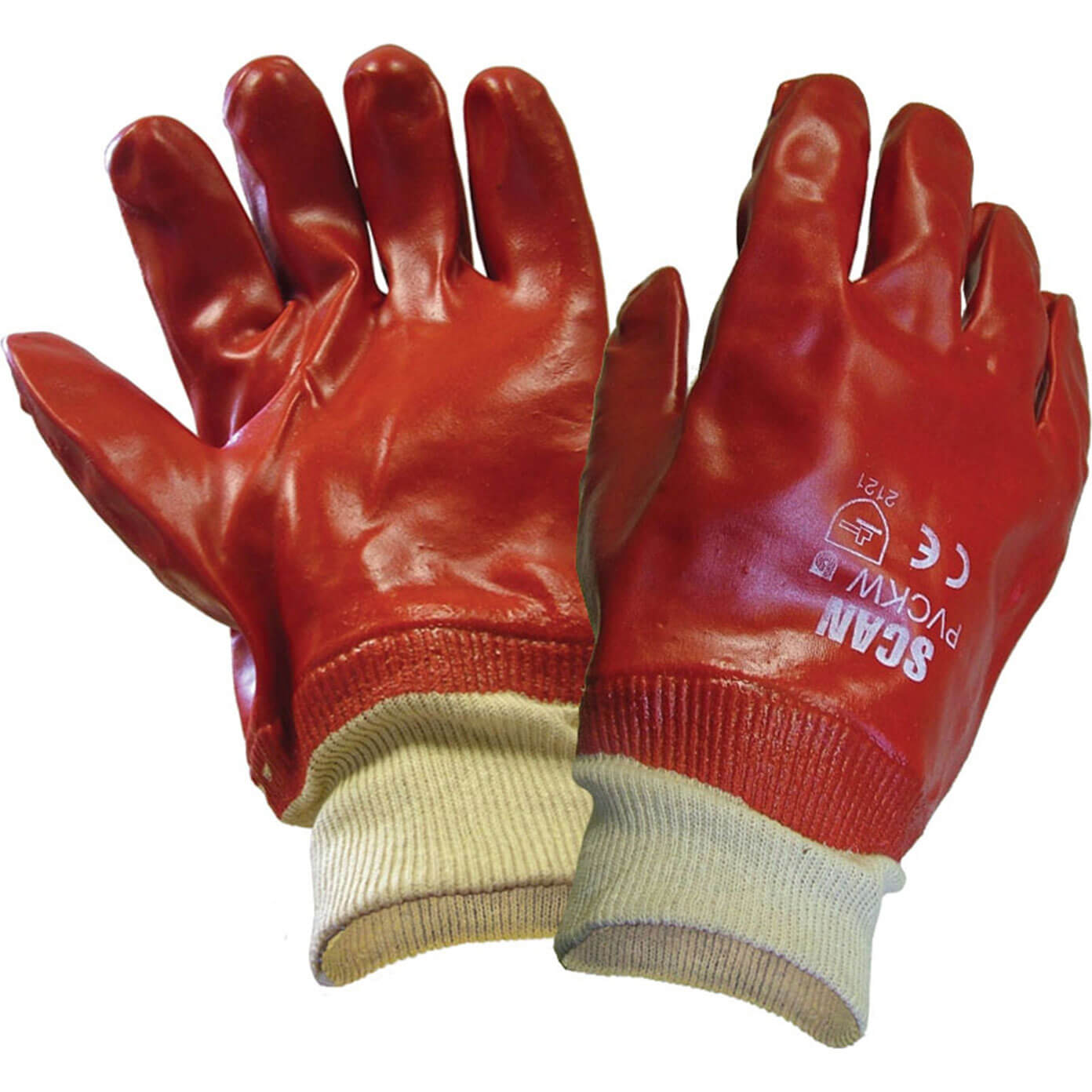 Image of Scan PVC Knitwrist Glove Red One Size