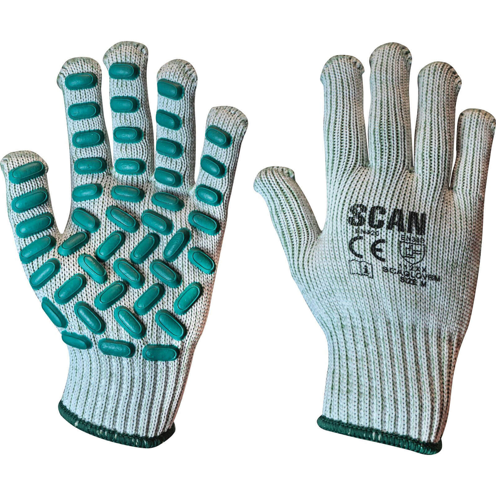 Image of Scan Vibration Resistant Latex Foam Gloves Grey / Green M