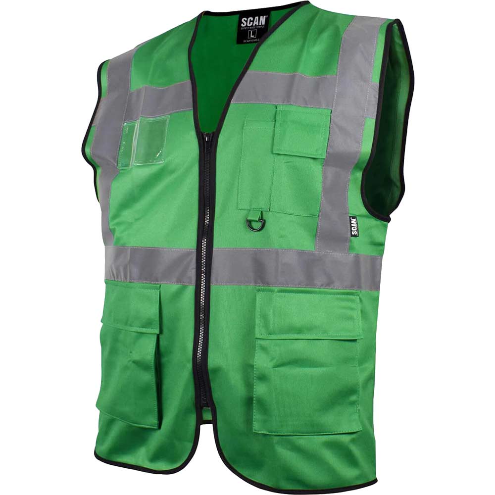 Scan Hi Vis Utility Waistcoat Green XL