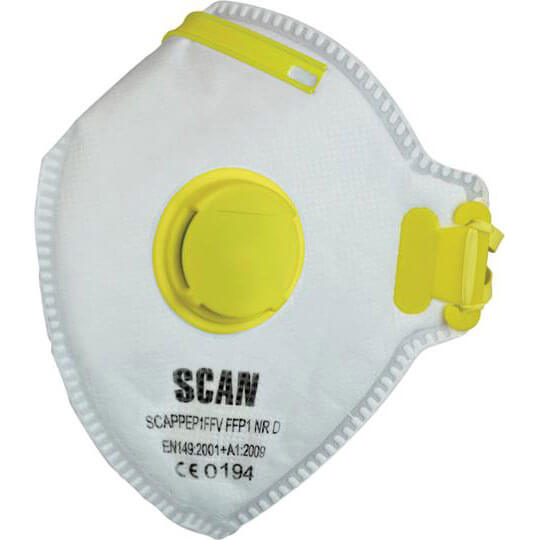 Photos - Safety Equipment SCAN FFP1 Fold Flat Valved Disposable Mask Pack of 3 SCAPPEP1FFV 