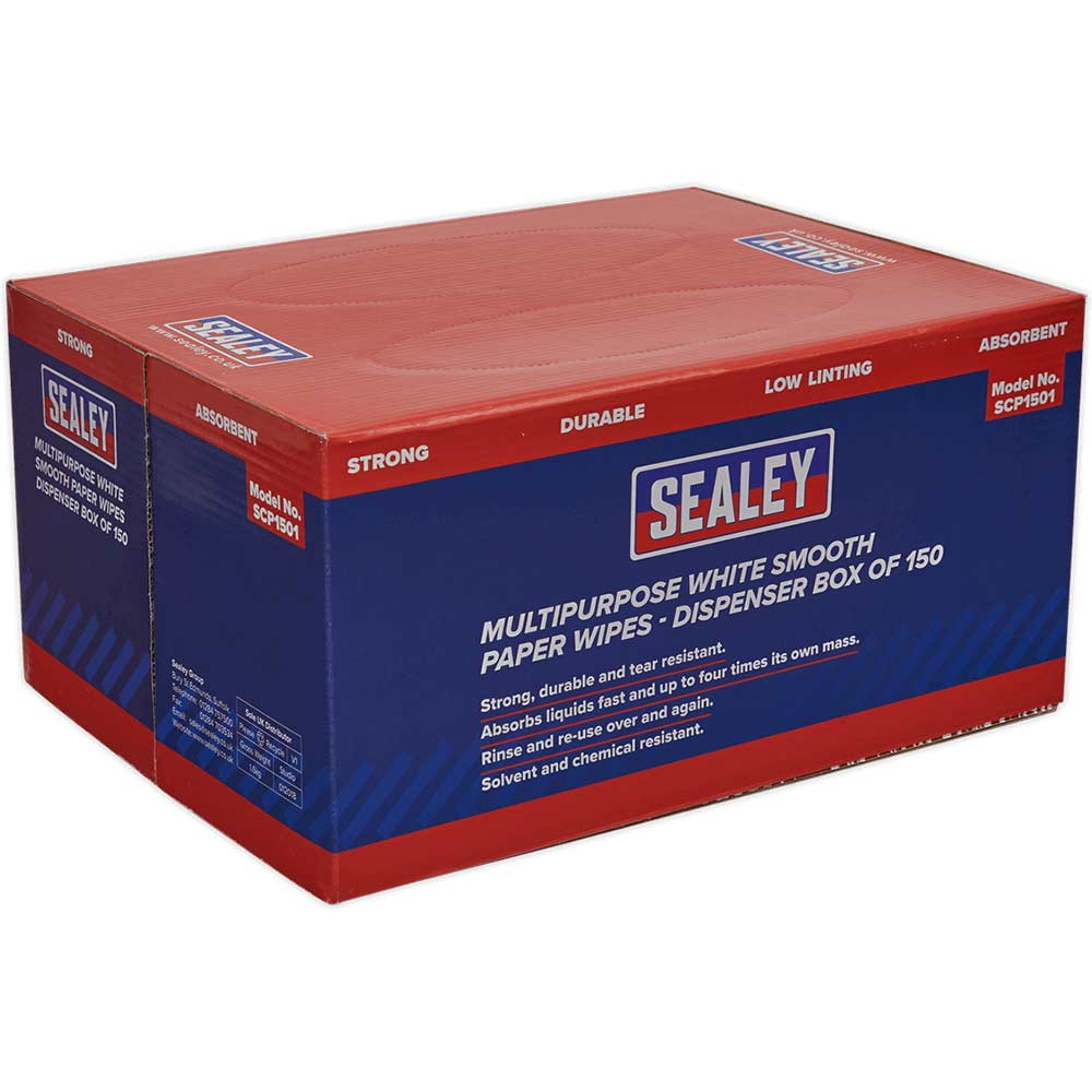 Sealey Smooth White Multi Purpose Paper Wipes Pack of 150