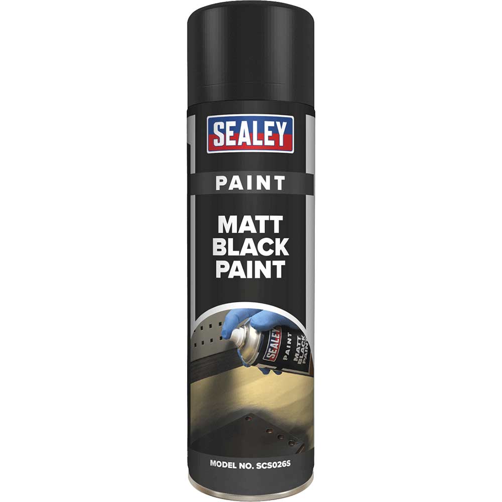 Sealey Matt Aerosol Spray Paint Pack of 6 Black 500ml