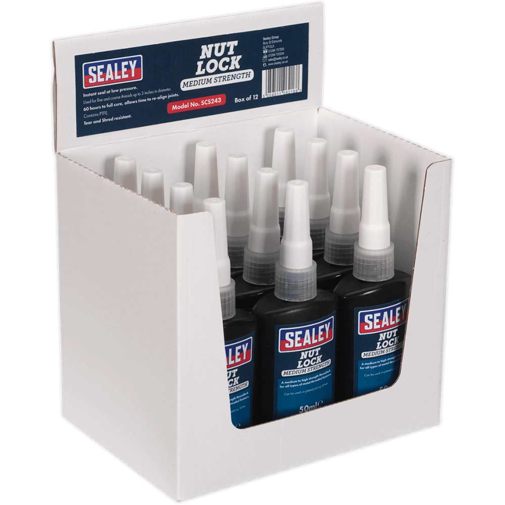 Sealey Medium Strength Nut Lock 50ml Pack of 12 in UK Specification