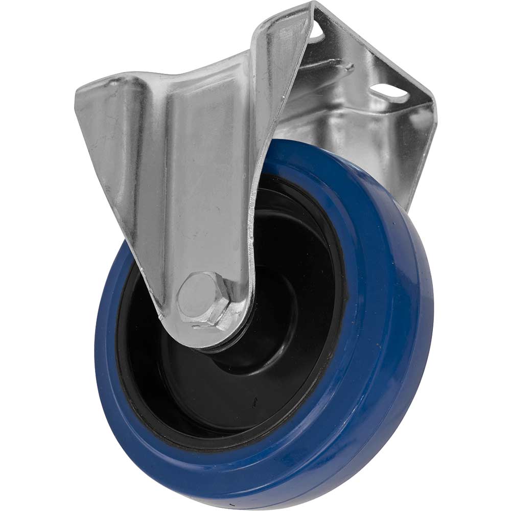 Image of Sealey Heavy-Duty Blue Elastic Rubber Fixed Castor Wheel 125mm