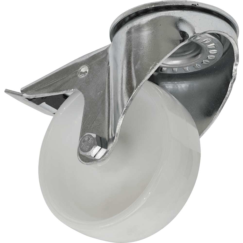 Image of Sealey Bolt Hole Swivel Total Lock Castor White 100mm