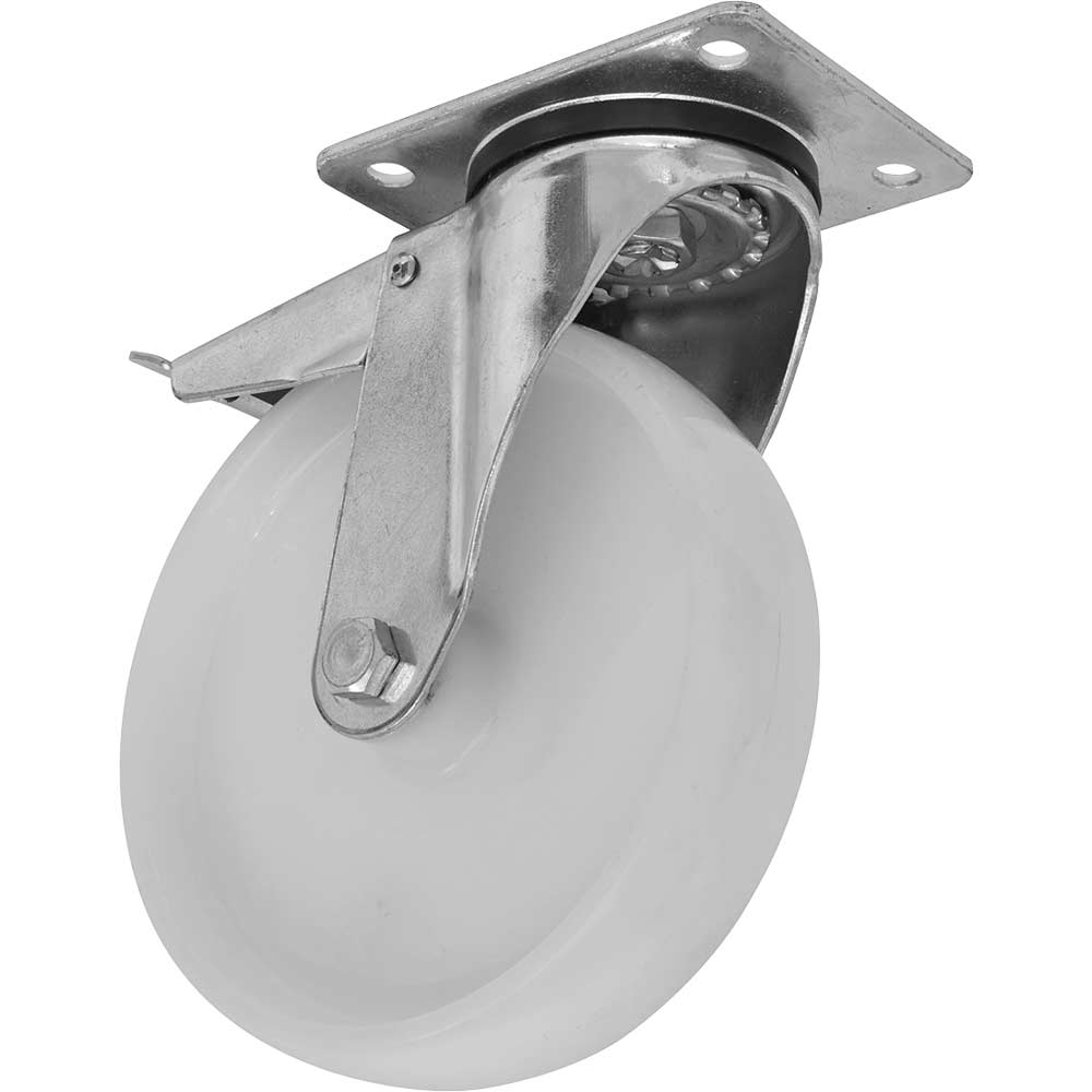 Image of Sealey Heavy Duty Nylon Castor Wheel Swivel and Total Lock 100mm
