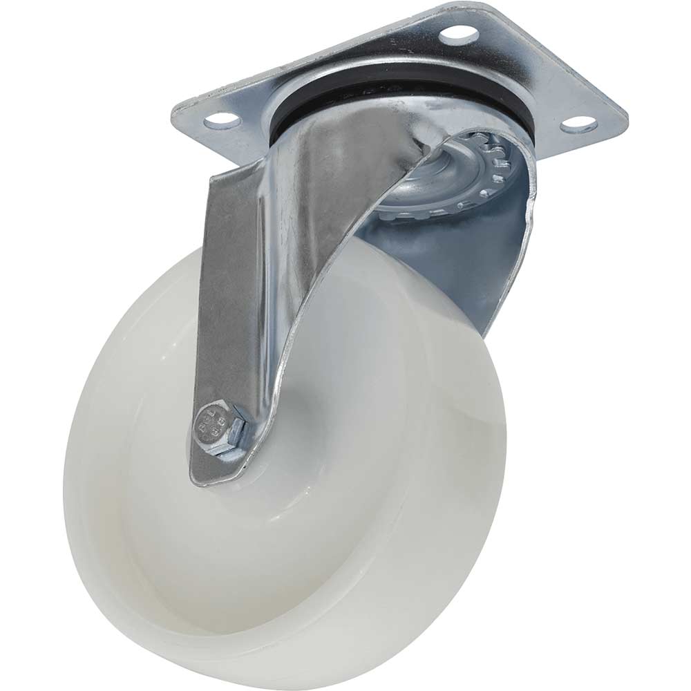 Sealey Swivel Plate Castor White Polyamide 125mm in UK Specification