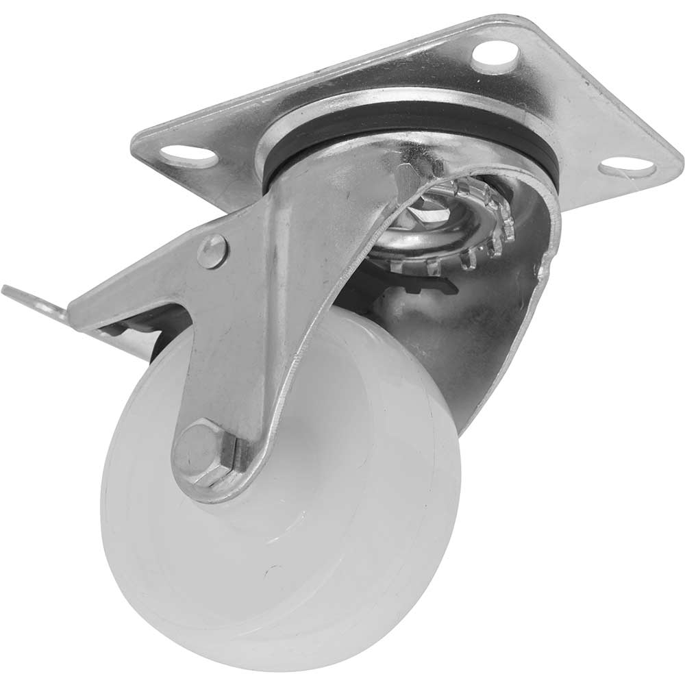 Image of Sealey Heavy Duty Nylon Castor Wheel Swivel and Total Lock 80mm